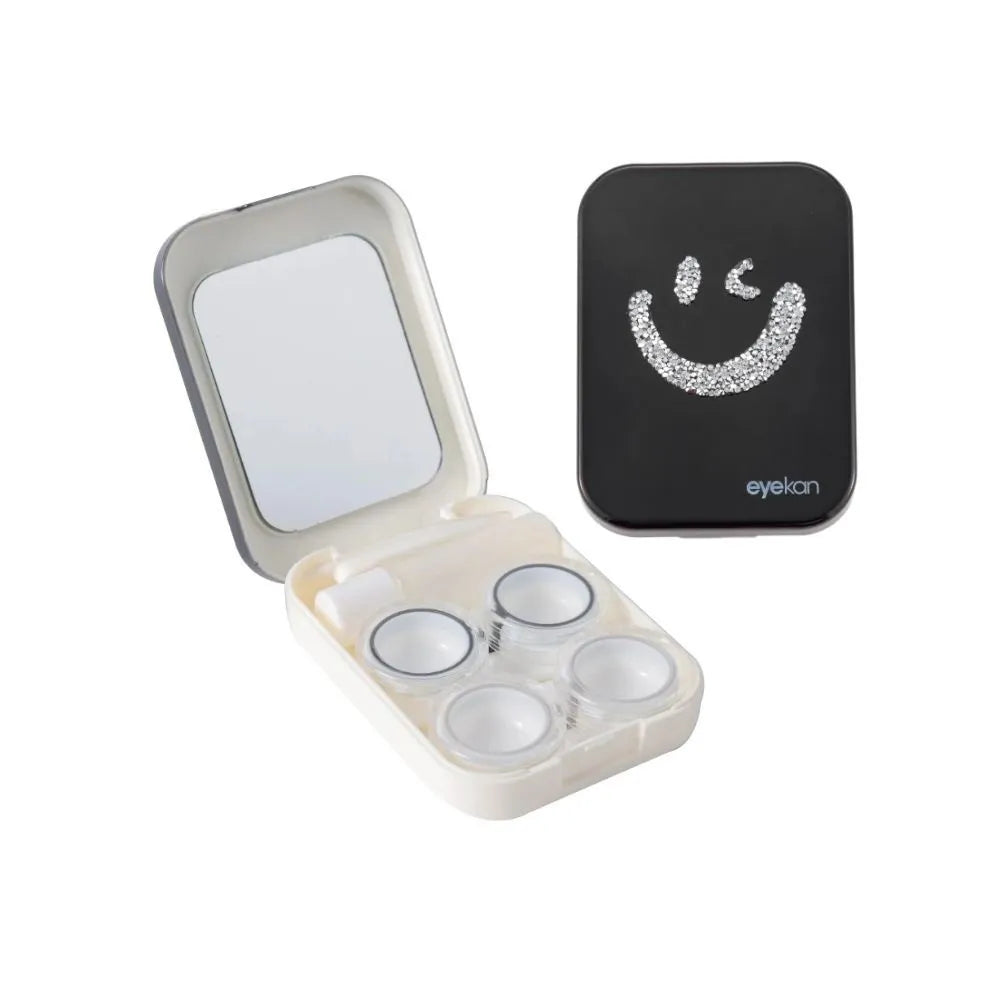 2 Pair Black Smile Face Contact Lens Case
